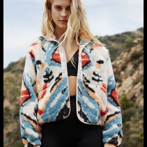 Free People Hit the Slopes Printed Fleece Jacket Multi Combo